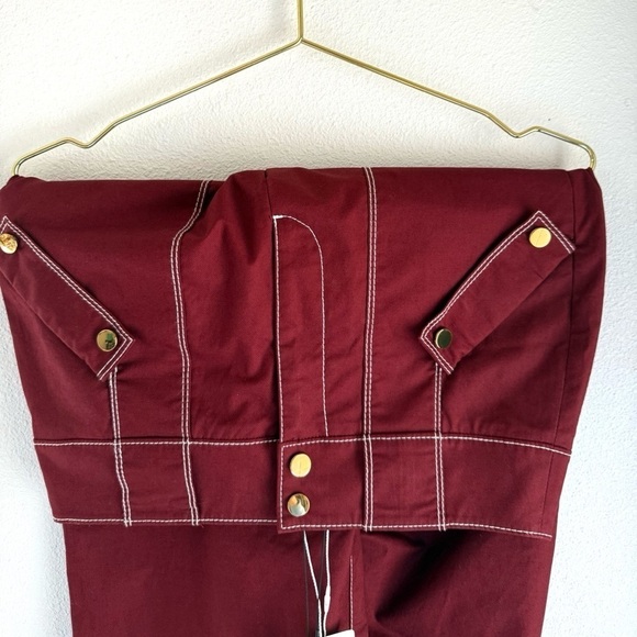 NWT Veronica Beard PantS Sigrid Topstitched Cotton Stretch Twill Pant DEEP BRICK - Picture 7 of 11